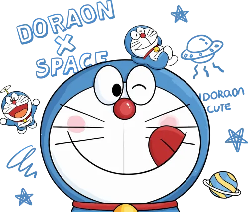 Doraemon's Cosmic Adventure: T-Shirts Pattern Featuring Space Exploration