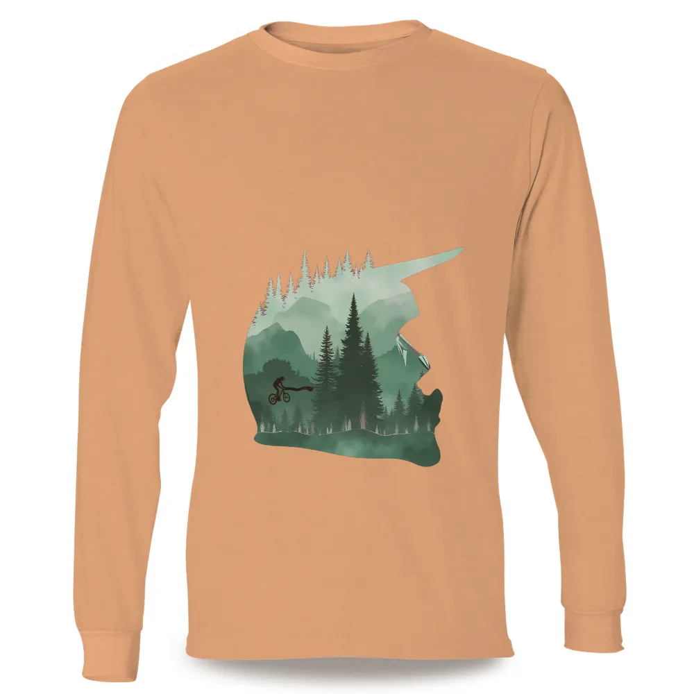 Custom Tee Shirts: Mountain Biking Adventure in the Wild| Dense trees