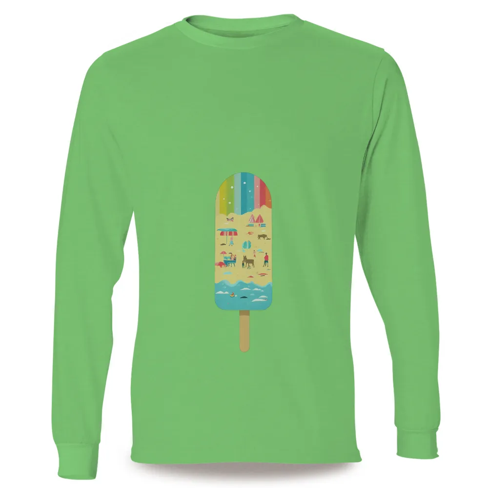 T-Shirts Design: Vibrant Beach Scene on an Ice Cream Bar|neon summer shirts