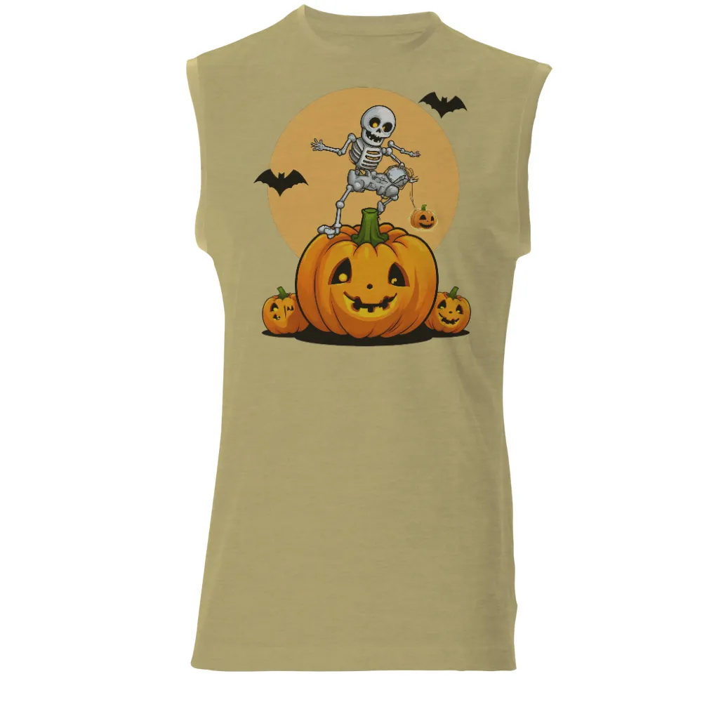 Tee Shirts Printed: Skeleton Pumpkin Fun - Halloween Spirit|ghostface button up shirt spirit halloween