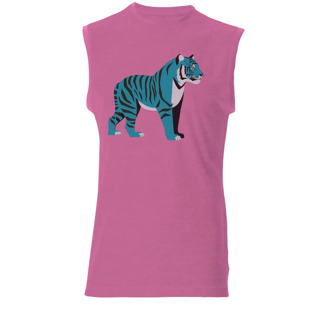 Custom T-Shirt Printing: Blue Tiger - Power and Courage in the Urban Jungle|cartoon with blue shirt