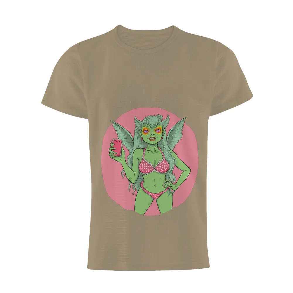 TShirt Design: Modern Fairy with Smartphone - Artistic Fantasy|pink fantasy football shirt