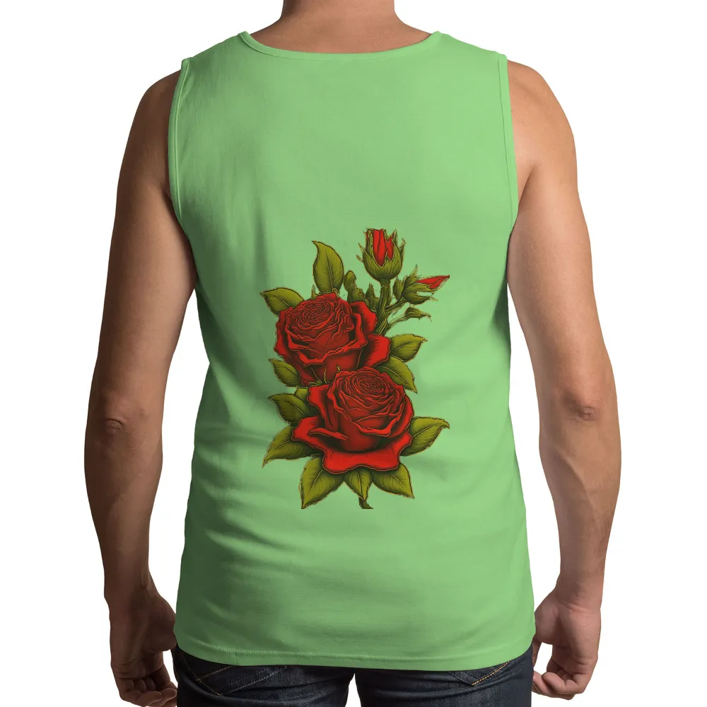 Tee Shirt Printing: Red Roses - Symbols of Love and Passion| Light playing on the petals