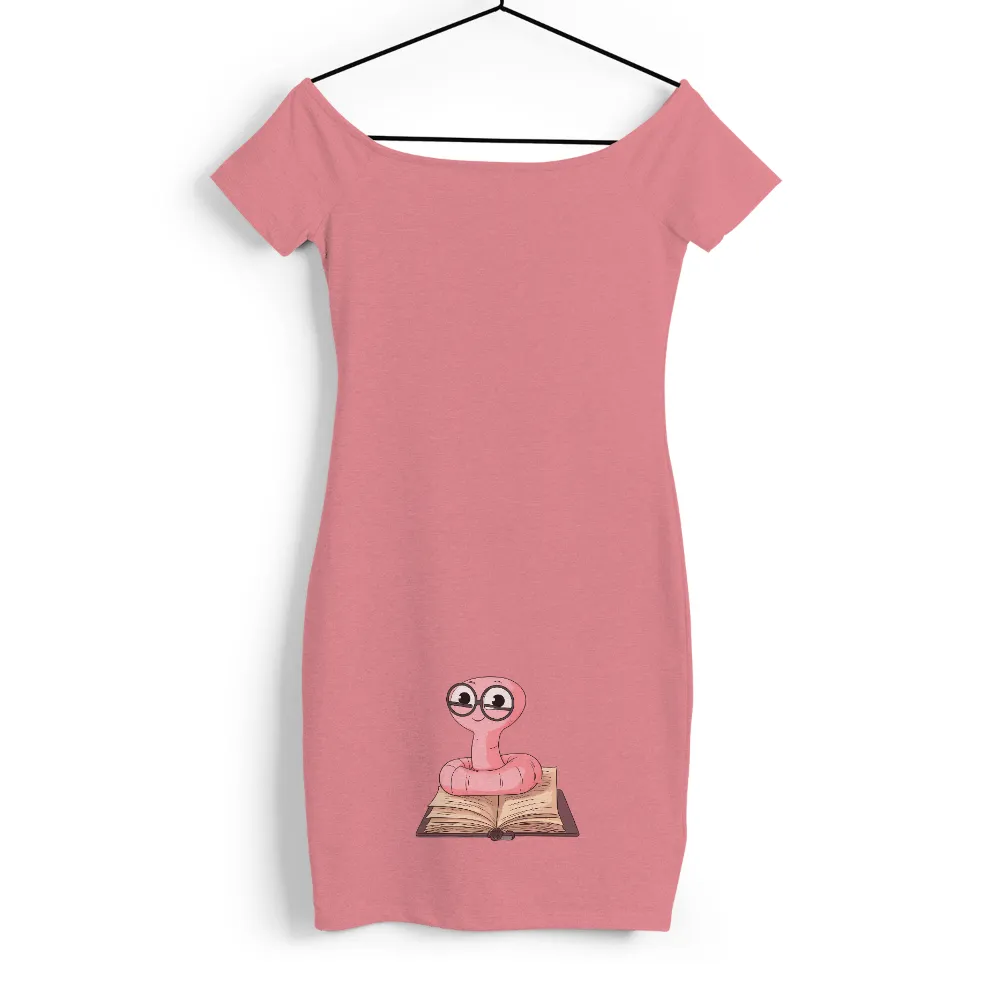 TShirt Design: Bookworm Wally - Reading & Learning| Joyful worm with glasses