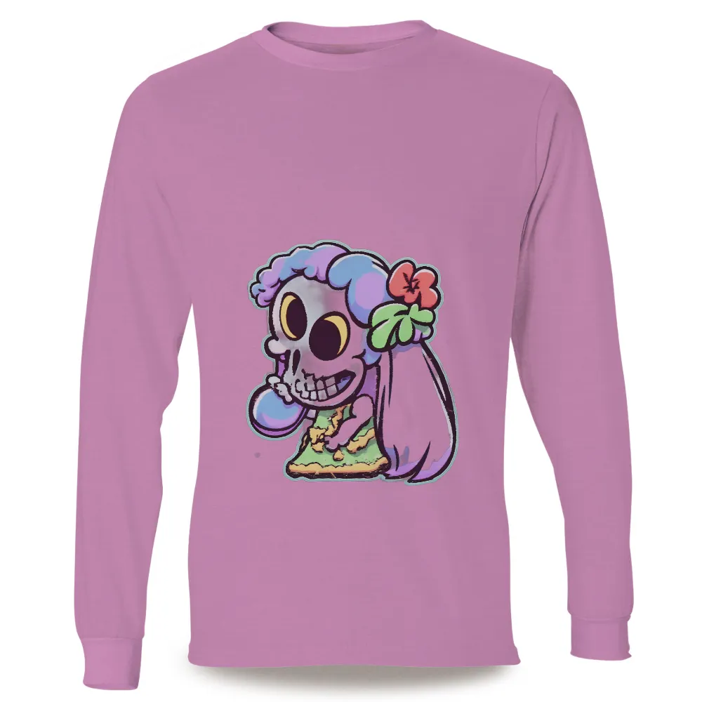 Shirts Graphic Tees: Whimsical Skull with Flower - Artistic Design|simple 4th of july shirts