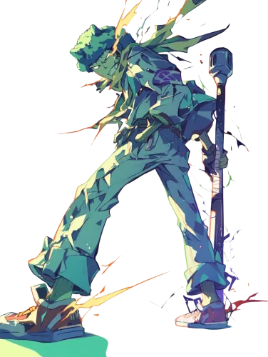 Crystal FLCL Character with Broccoli Bat - broccoli gear flcl