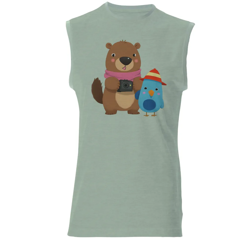 T-Shirts Pattern: Benny the Beaver and Bree the Bird Capture Adventures|men larry bird jersey