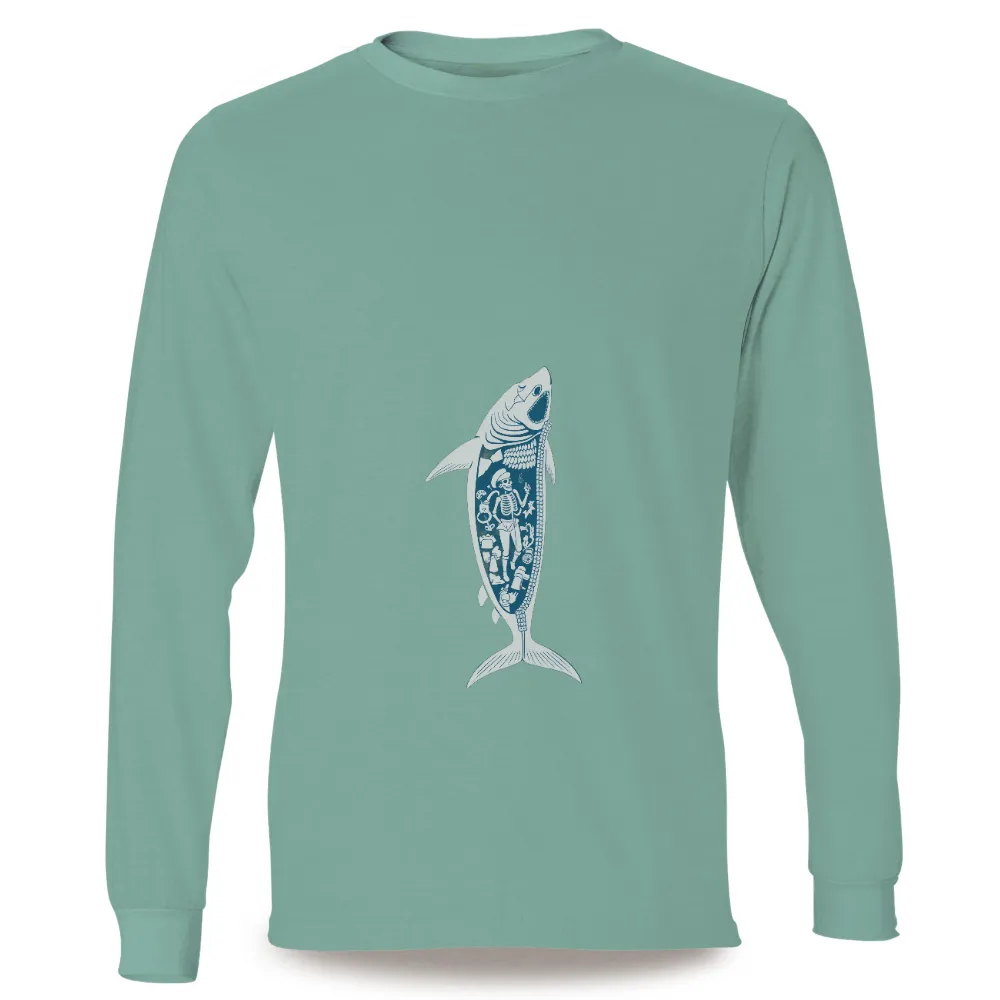 TShirt Design: Captain Bones' Nautical Adventure| Nautical elements in a fish design