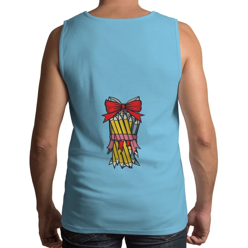 Customized Tee Shirts: Pencils & Red Bow - Artistic Celebration|future nostalgia tee