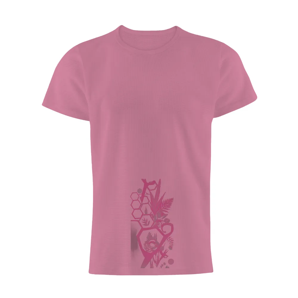 Custom T-Shirt Printing: Nature's Harmony in Pink and Black| vibrant pink