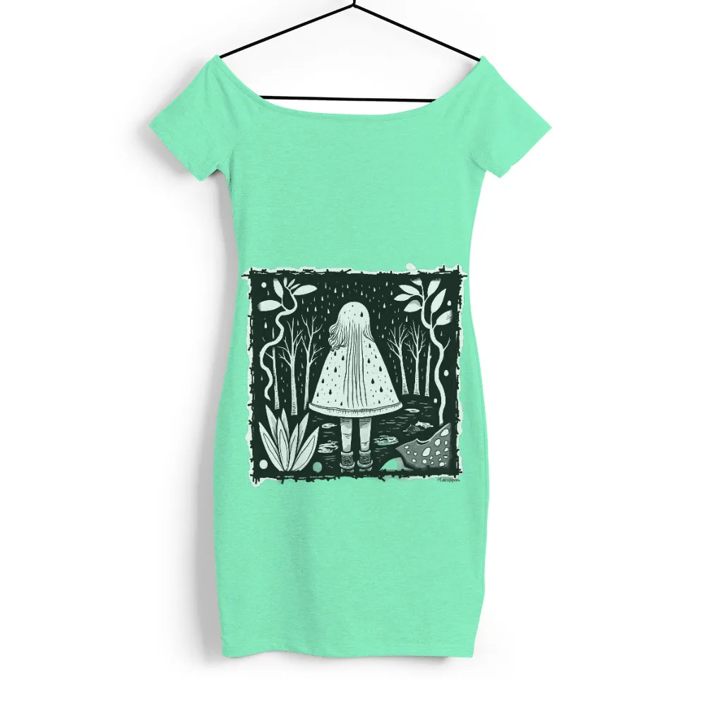 Graphic Tees: Elara's Rainy Journey - Artistic Nature Connection|forest doraemon t shirt