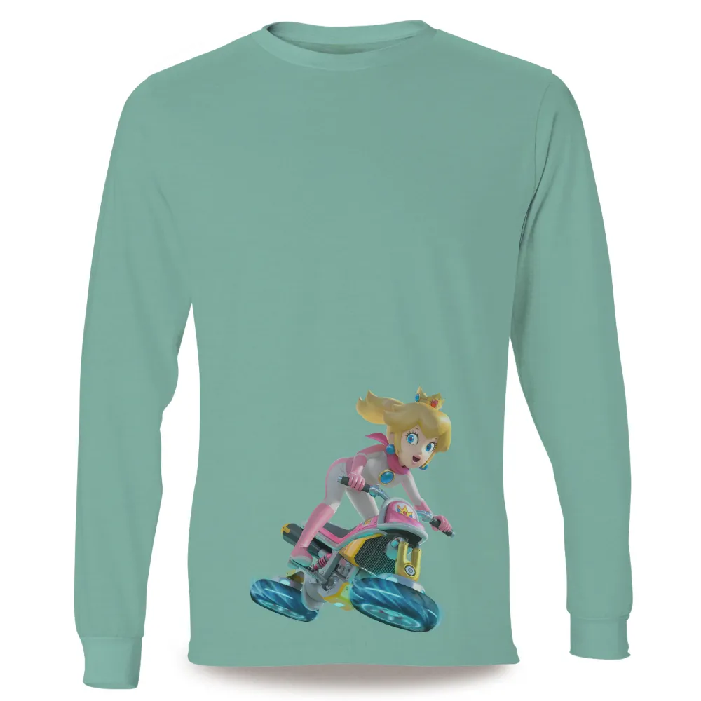 Shirts Graphic Tees: Racing Princess on Futuristic Motorcycle|royal farms chicken palooza shirt 2022