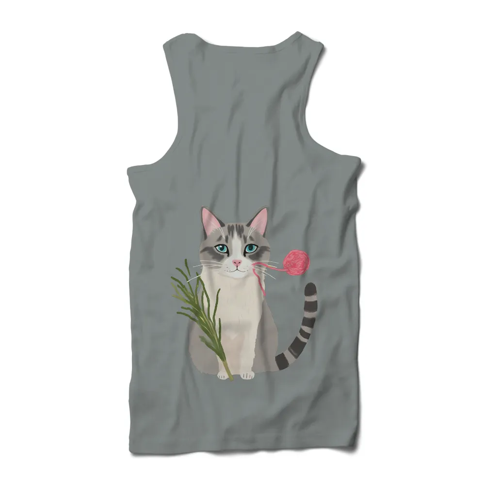 TShirt Printing: Whimsical Cat with Catnip and Yarn - Funny & Quirky Design|t shirt best cat dad ever