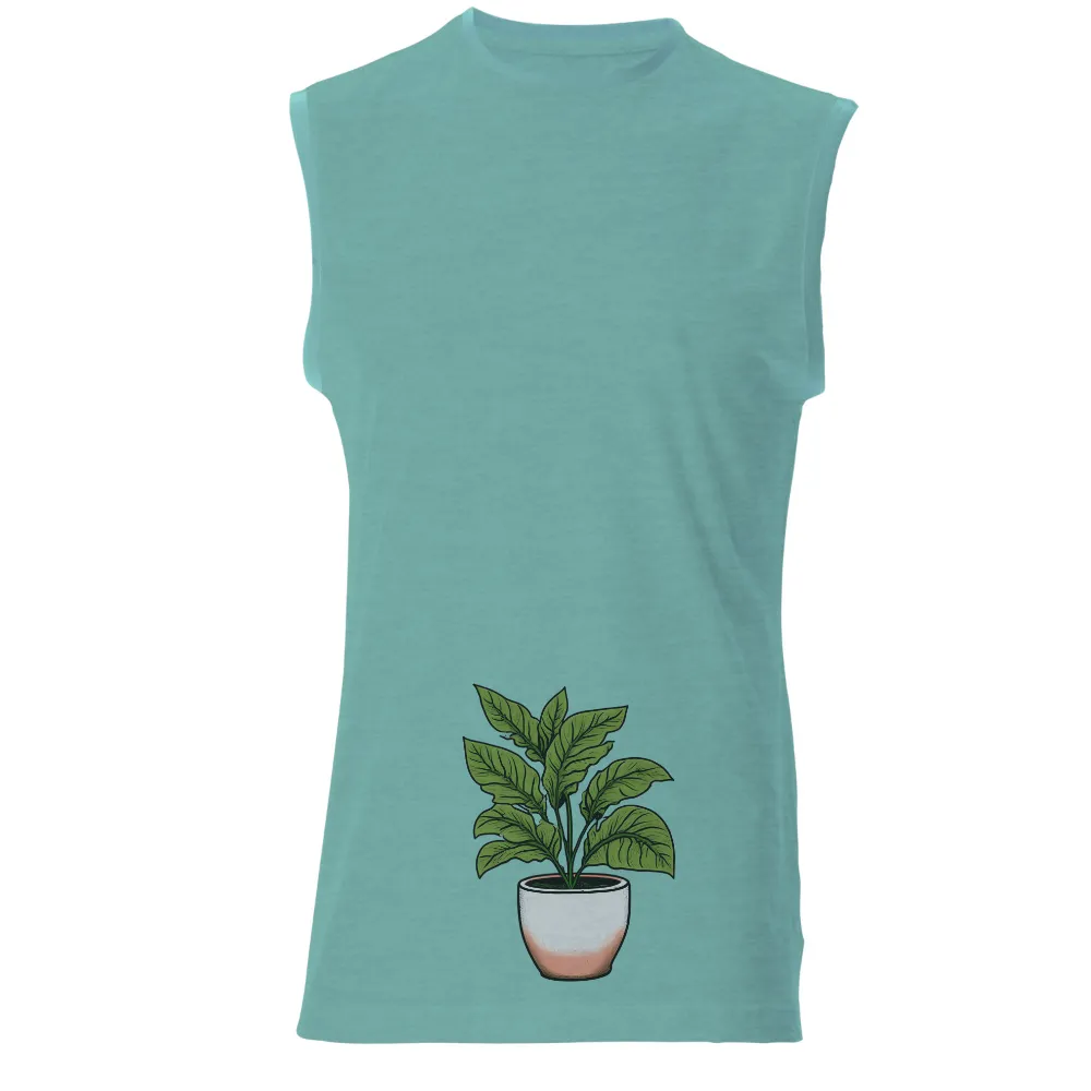 Tee Shirts Printed: Vibrant Green Potted Plant - Nature's Growth|ww2 british jungle shirt