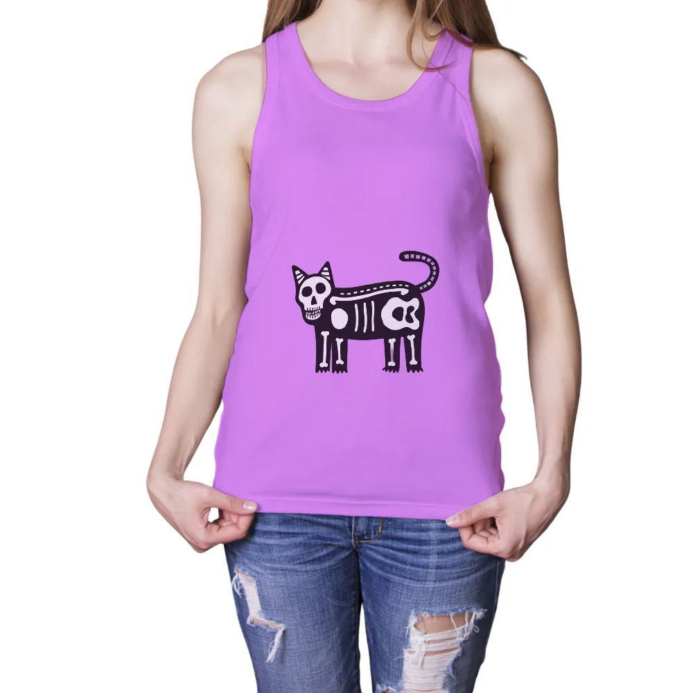 Tee Shirt Printing: Skeletal Cat - Bold and Meaningful Design| resilience symbol