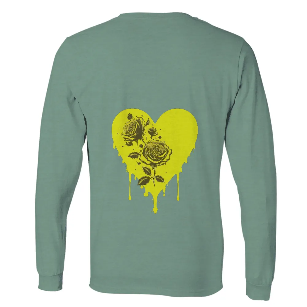 Tee Shirts Printed: Melting Heart with Roses - Artistic Love Design|bleached heart shirt