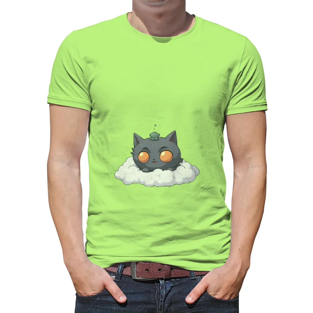 Charming Gray Cat on Cloud with Whimsical Design|im only talking to my cat today