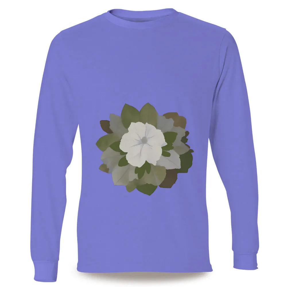 T-Shirts Design: White Flower Tranquility|t shirt painting on nature