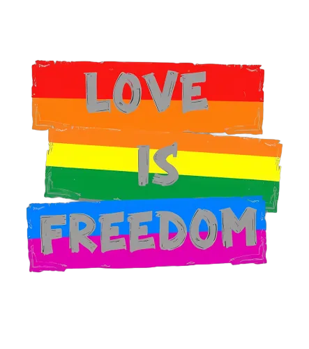 T-Shirts Pattern: Love Is Freedom - Rainbow Pride Design