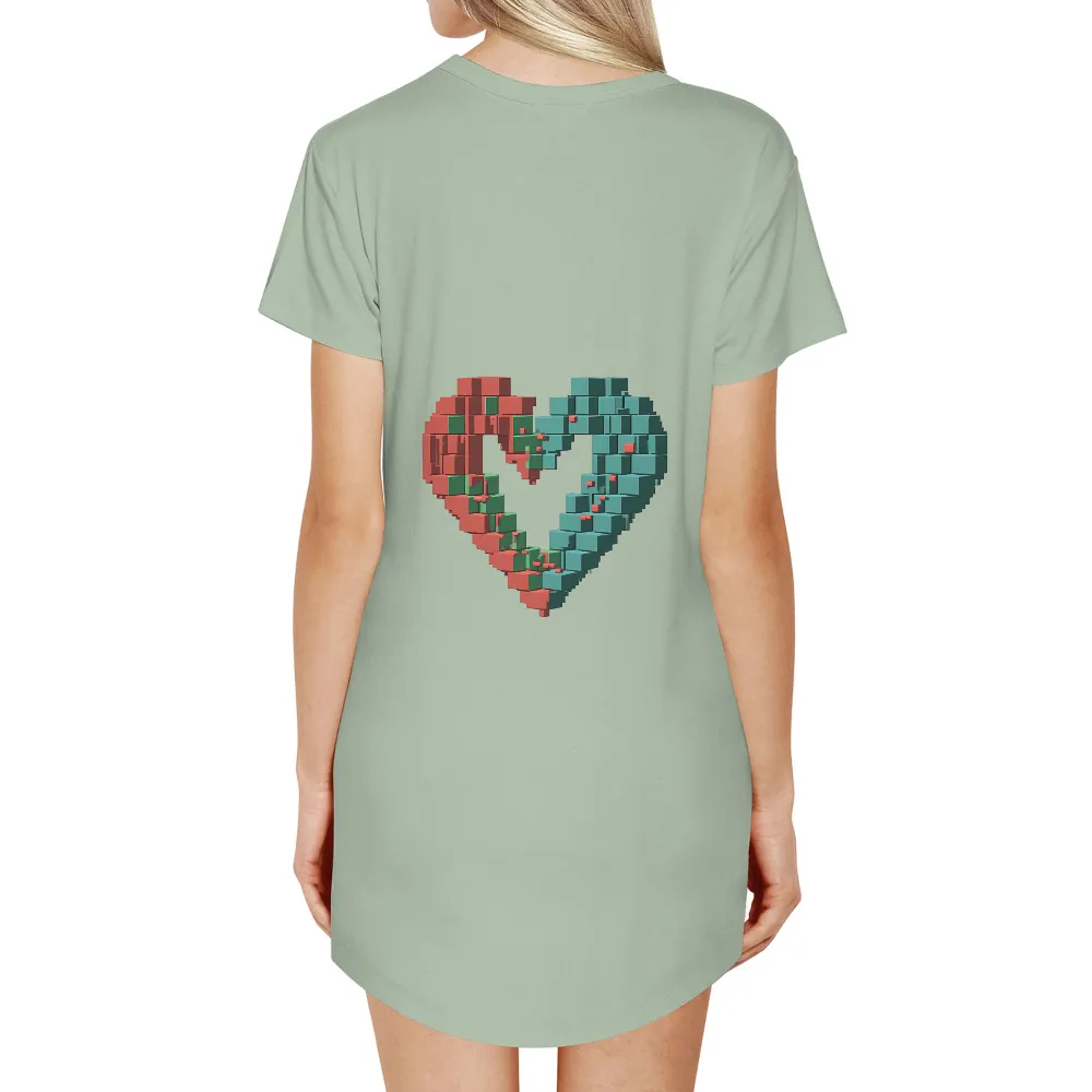 Modern Geometric Heart Design: Heart of Cubes|bleached heart shirt