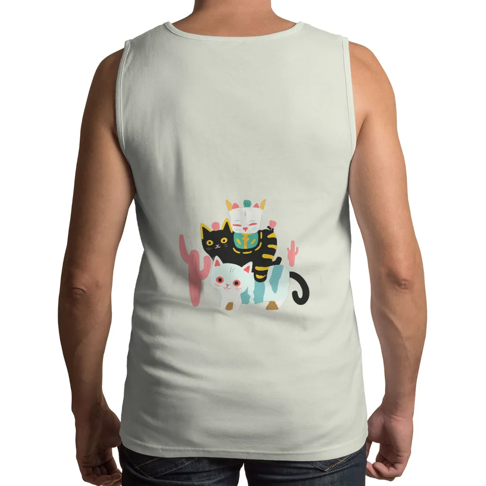 Shirts Graphic Tees: Feline Friends in a Surreal Realm| surreal realm