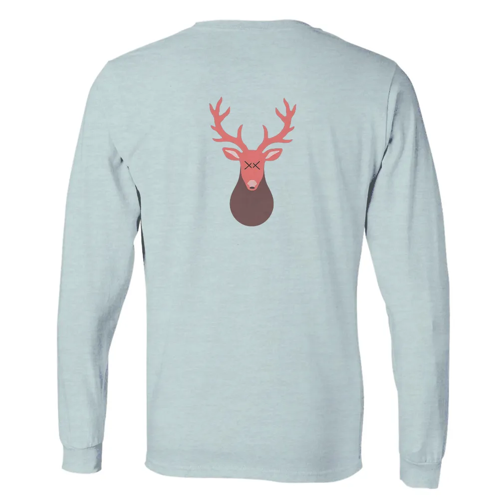 Tee Shirts Printed: Dreamlike Deer in Coral Gradient|t shirt time red deer