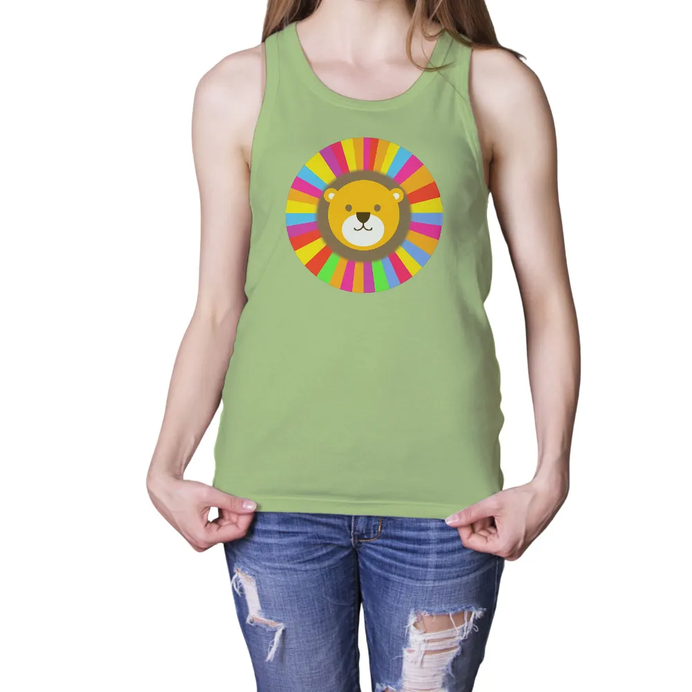 Custom Lion Design - Vibrant and Playful Artwork|guess rainbow striped shirt