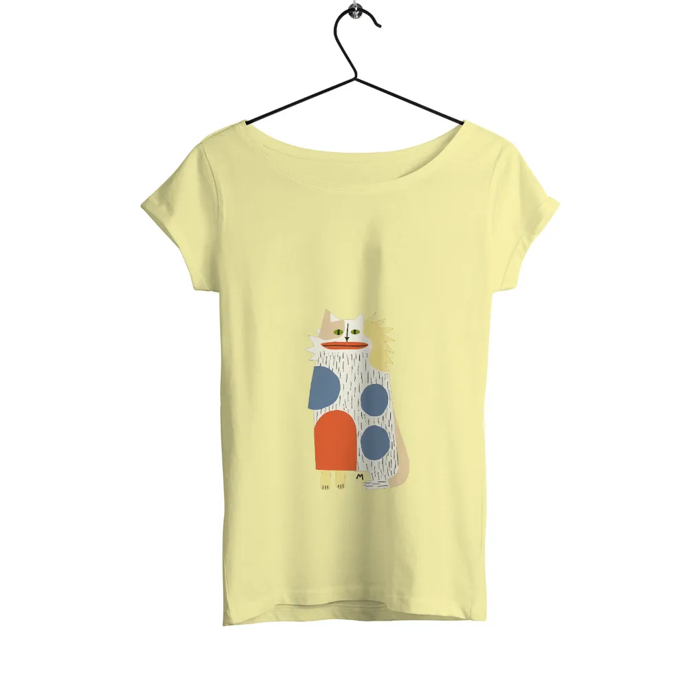 Custom Tee Shirts: Whiskers - Vibrant and Quirky Cat Design| abstract cat design