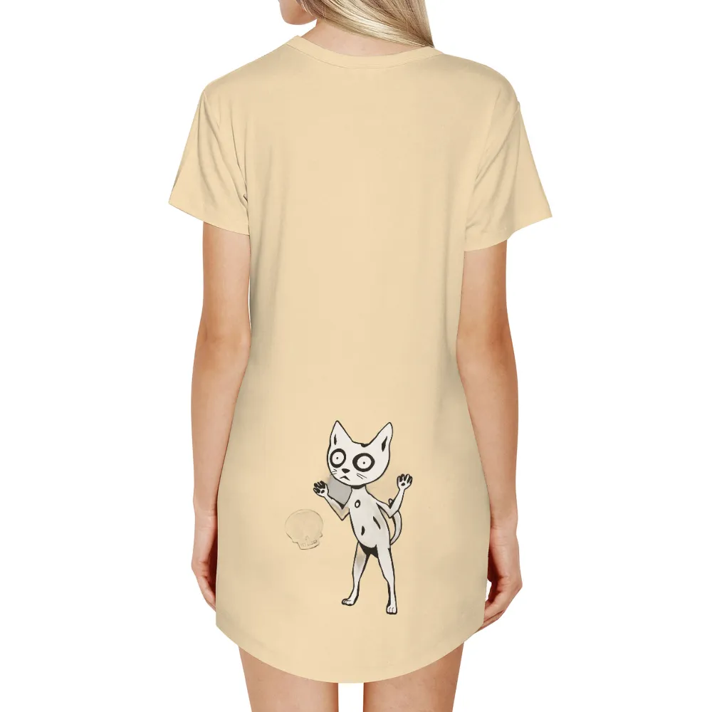 T-Shirts Pattern: Whisper the Ghostly Cat | Artistic Designs| Dark forest under moonlight