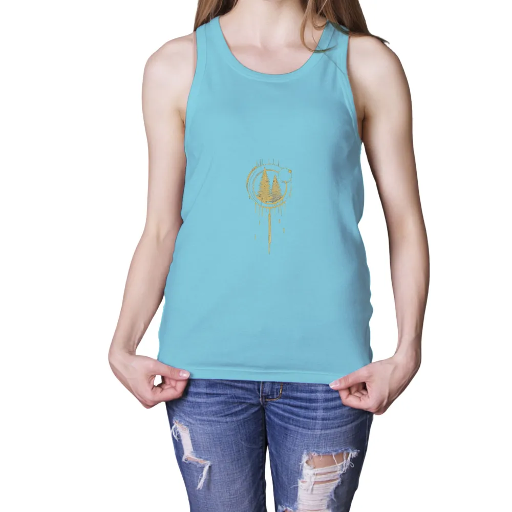 Shirts Graphic Tees | Timeless Ferns in Golden Elegance| Dripping golden paint effect