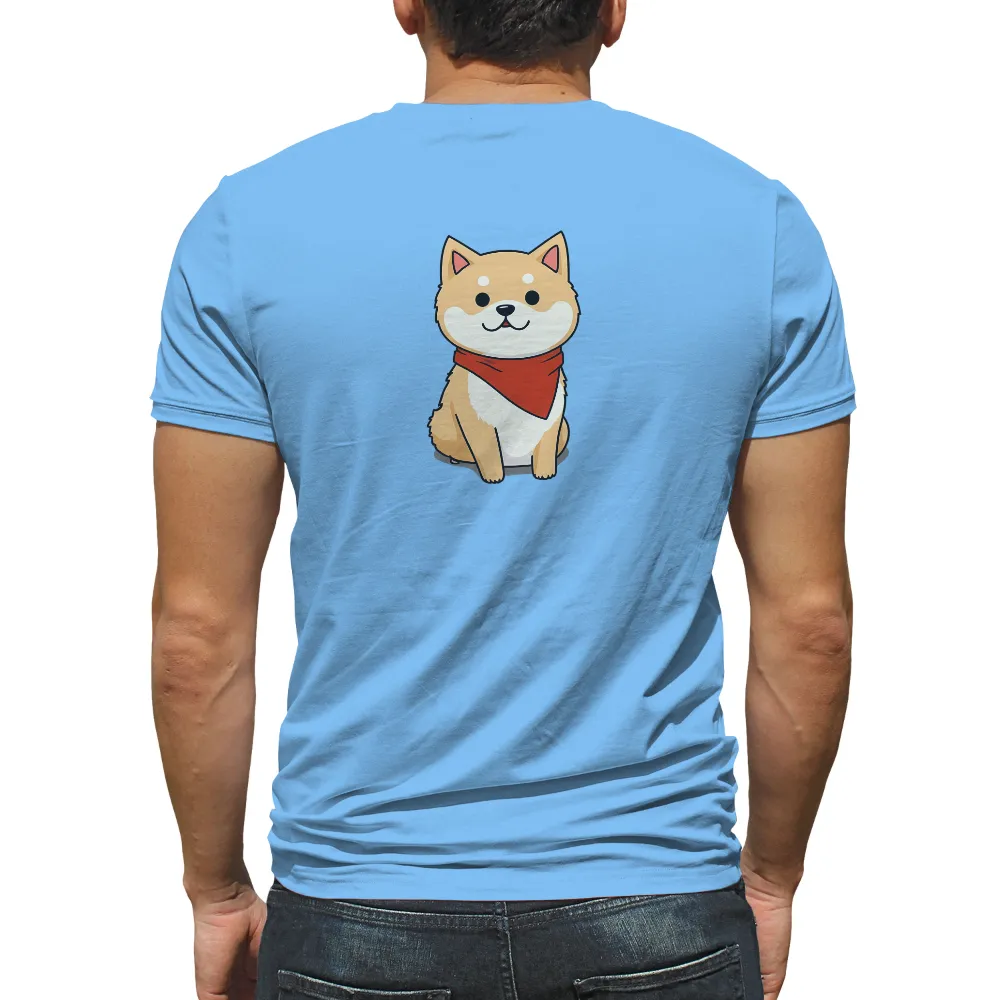 Tee Shirts Printed: Adorable Shiba Inu Puppy with Red Bandana|cute fourth of july t shirts