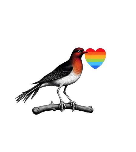 Shirts Graphic Tees: Bird of Pride - Rainbow Heart Love