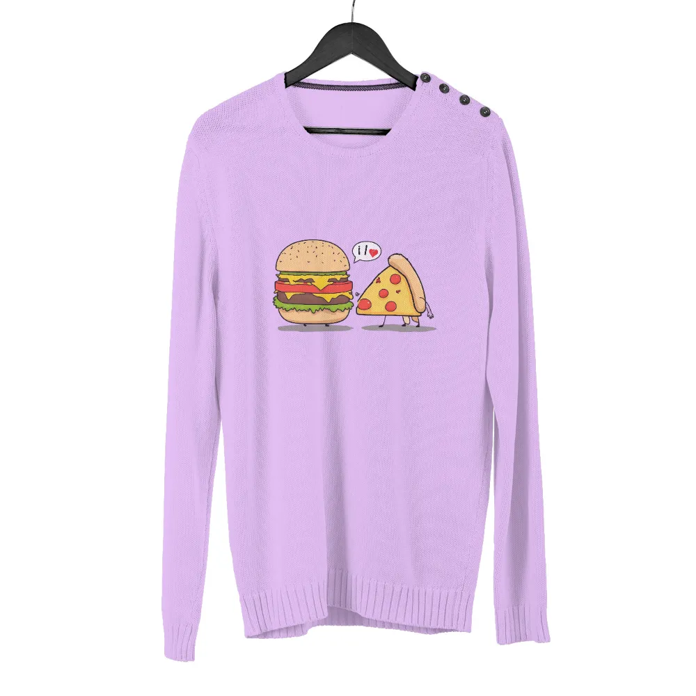 Burger and Pizza: A Match Made in Heaven - T-Shirt Printing|designer cartoon t shirts