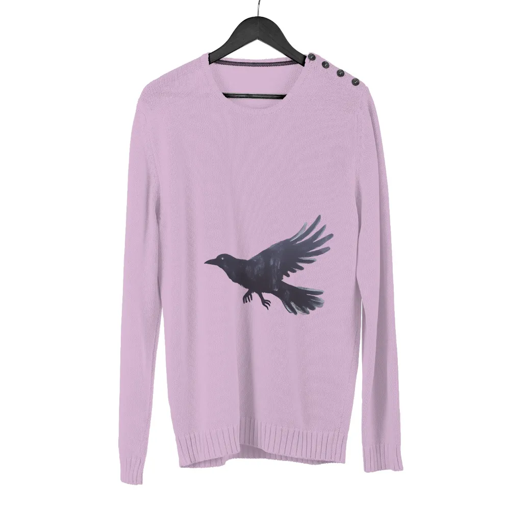 Customized Tee Shirts: Soaring Crow - Artistic Flight Design|t shirt painting on nature