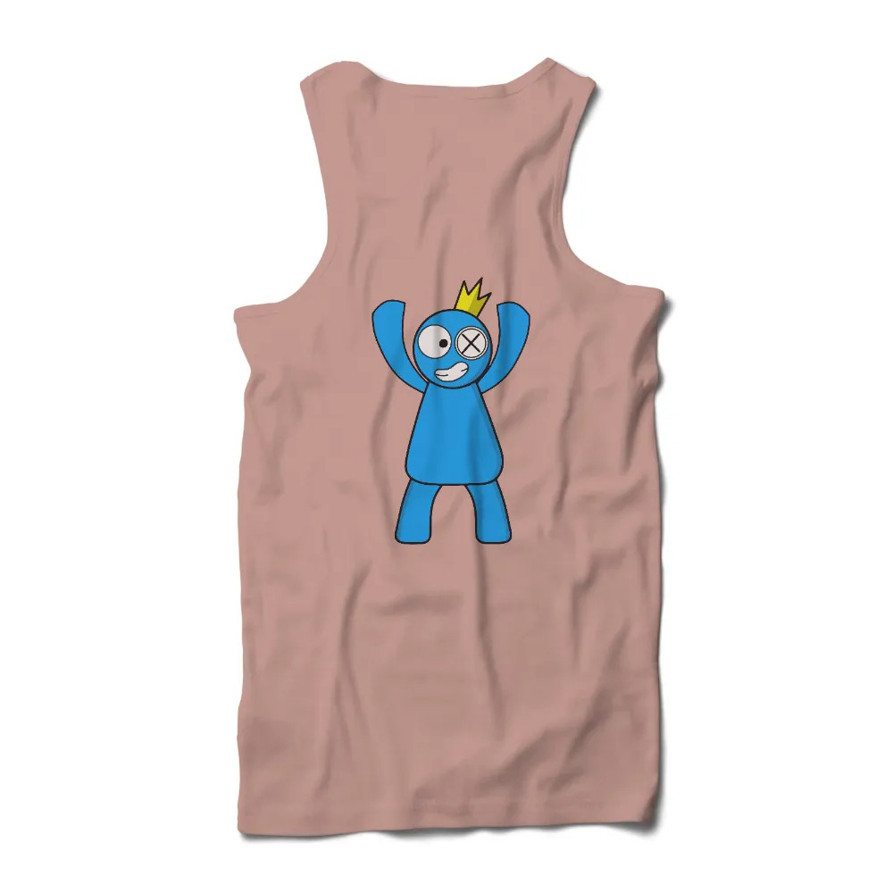 T-Shirts Design: Quirky Blue Figure with Crown - Fun and Whimsy|dominus t shirt roblox