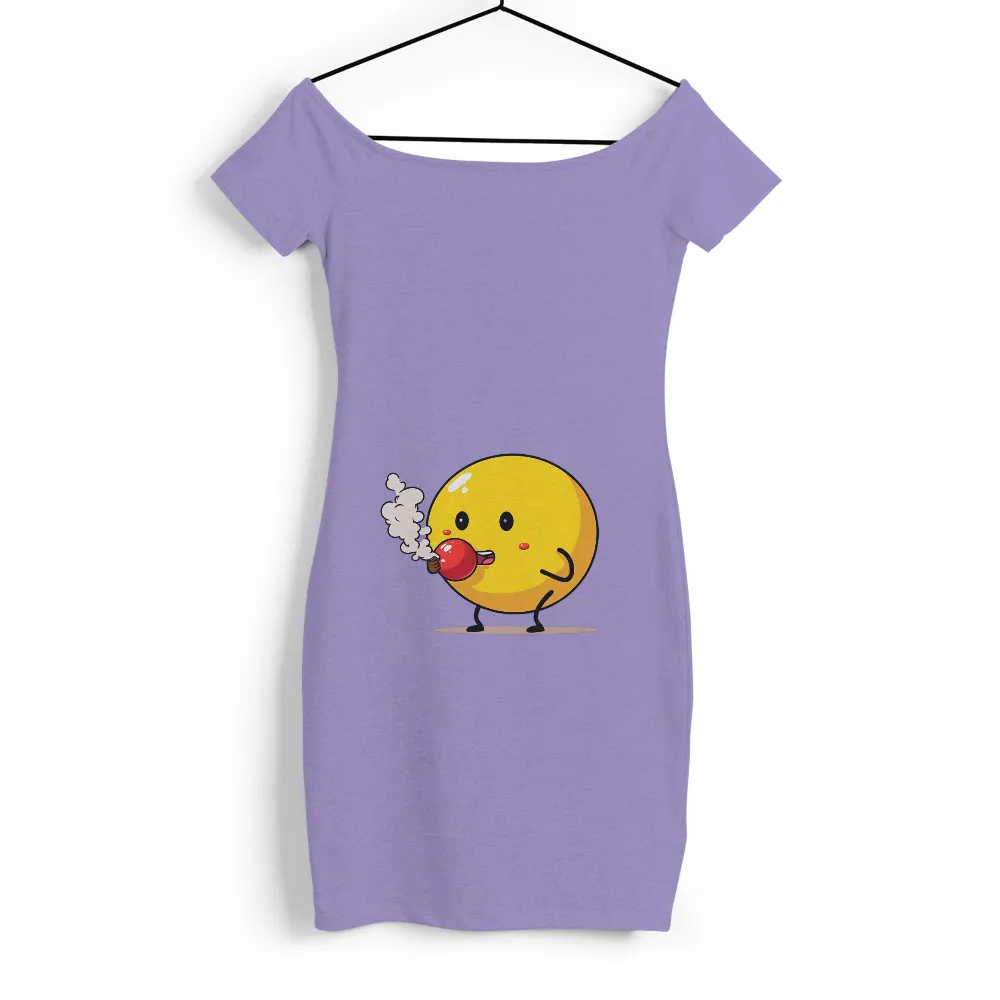 Shirts Graphic Tees: Playful Yellow Character with Red Mug|a fun thing to do in the morning shirt