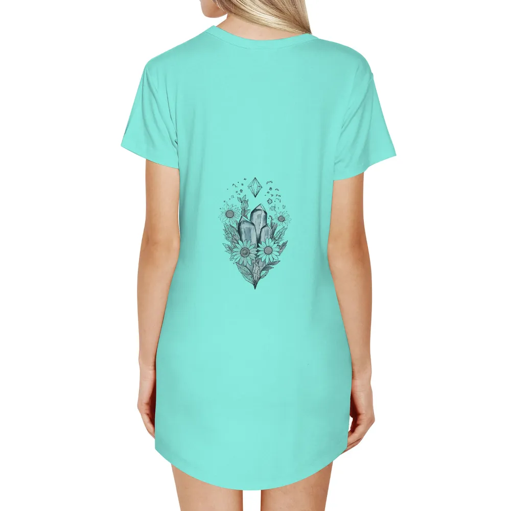 Tee Shirts Printed: Crystals and Sunflowers - Artistic Harmony|endor forest summer camp shirt