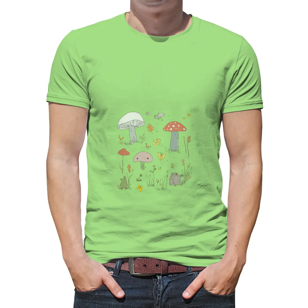 Graphic Tees: Whimsical Forest Mushrooms - Artistic Designs|twzh women butterflies daisy graphic print short sleeve t sh