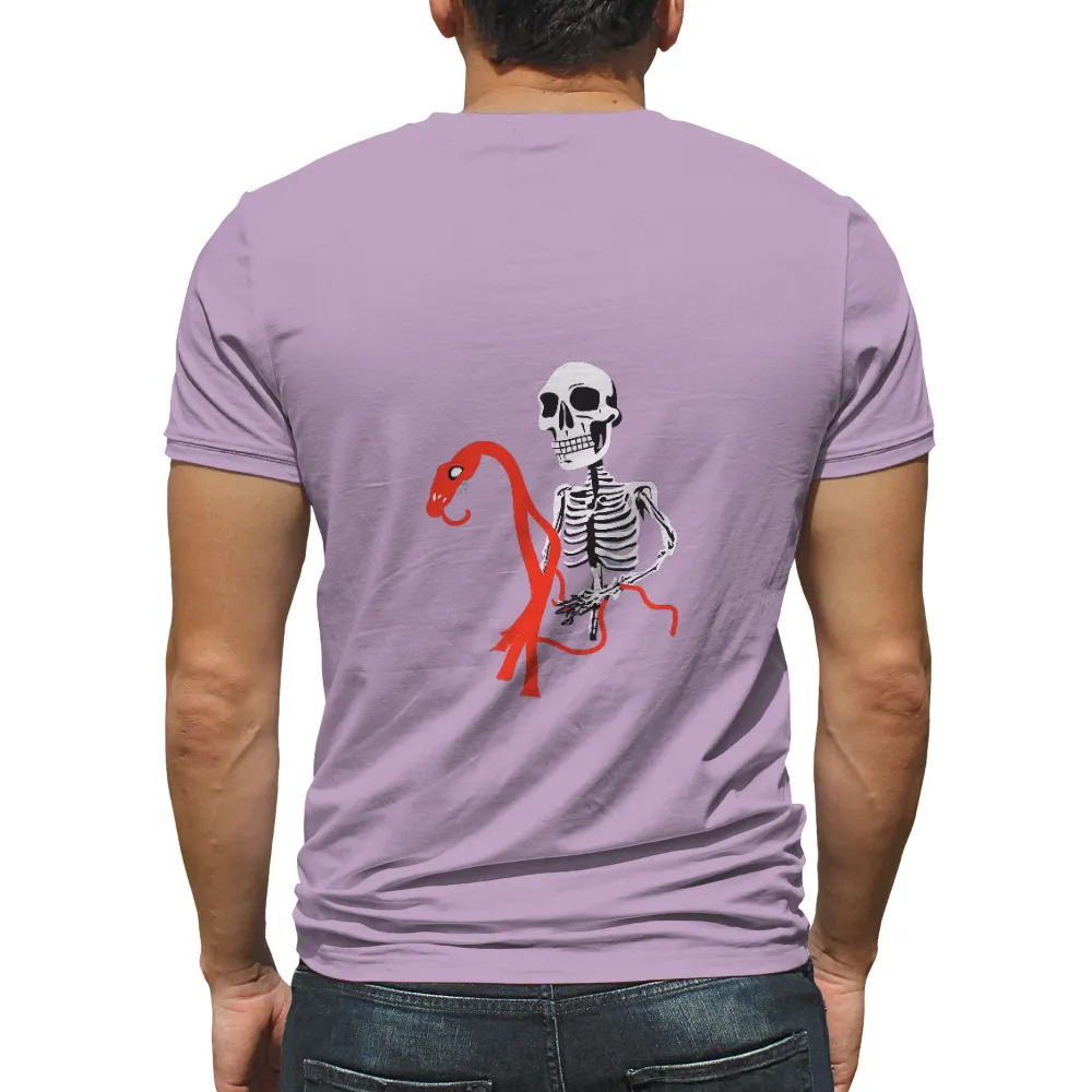 Graphic Tees: Skeleton & Flamingo - Macabre Whimsy| whimsical art