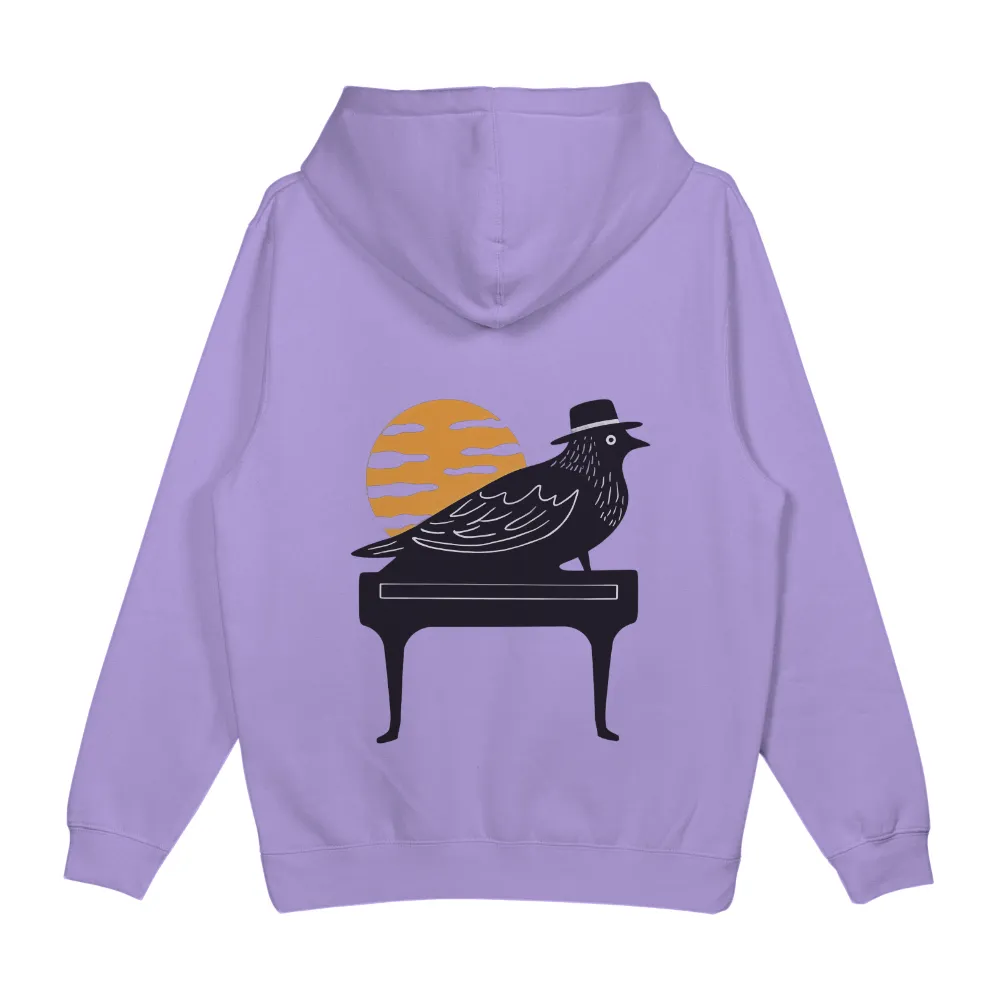 Customized Tee Shirts: Bird on Piano - Whimsical Artistic Design|Bird on piano