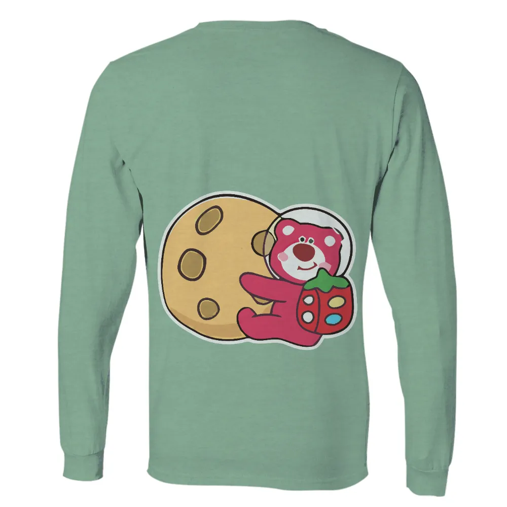 T-Shirts Pattern: Berry the Astronaut's Cosmic Cookie Adventure|cartoon bear print colorblock oversized tee