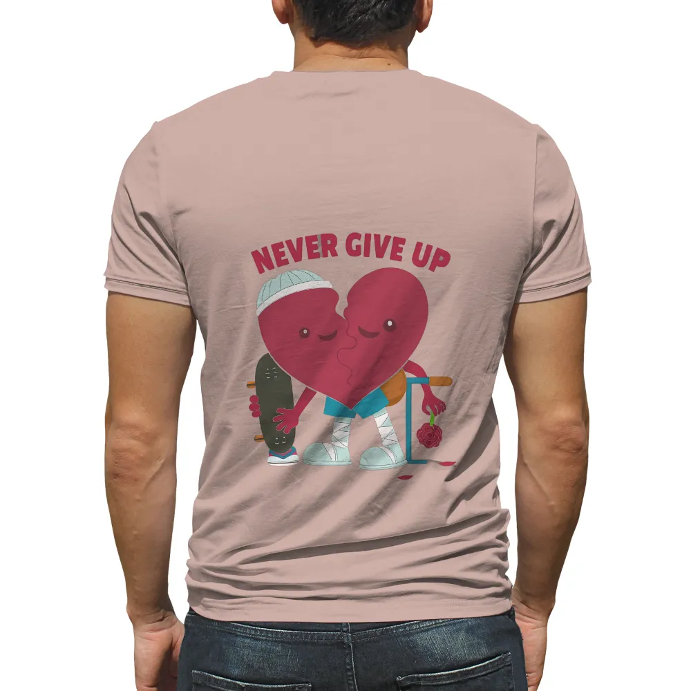 Graphic Tees: Never Give Up Heart Design| Heart wearing a cap