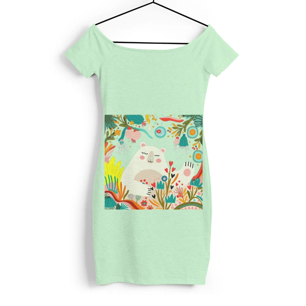 T-Shirts Custom: Whimsical White Bear in a Colorful Forest|peace love and beer t shirt