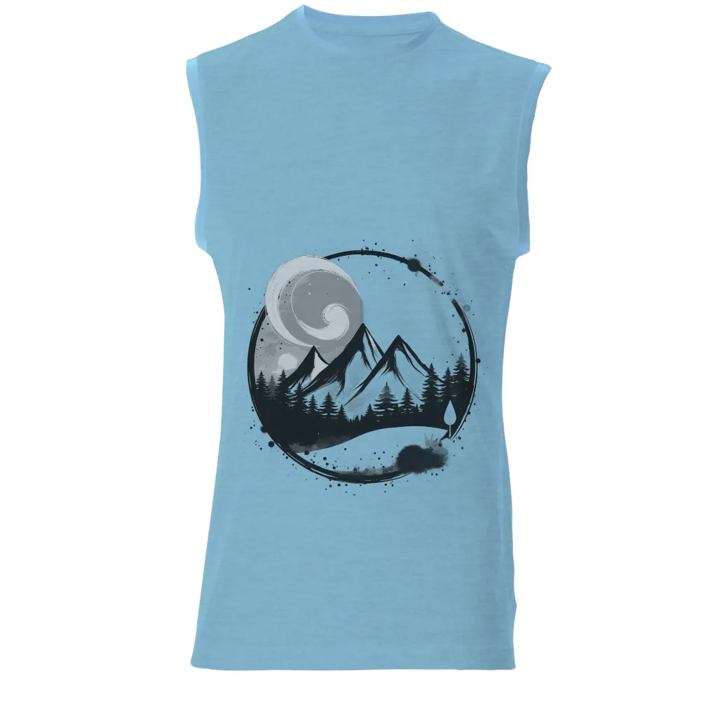 Tee Shirt Printing: Celestial Harmony - Moon, Mountains, and Fox|hot topic moon knight shirt