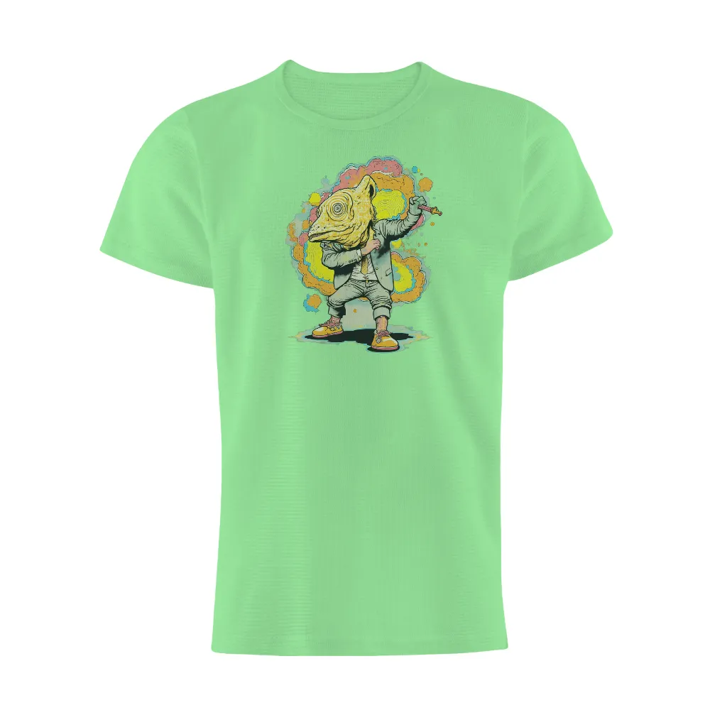 Tee Shirt Printing: Whimsical Chameleon Gentleman - Artistic Designs|creative graffiti