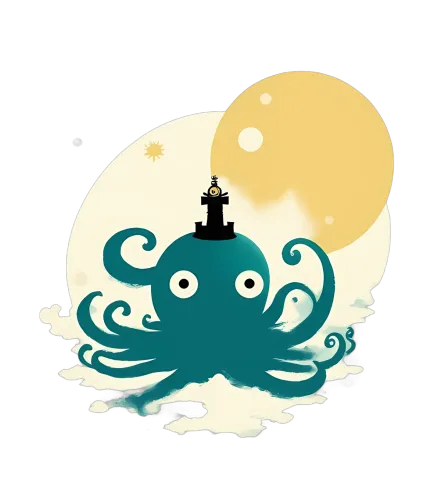 Shirts Graphic Tees: Luna the Octopus - Guardian of the Night