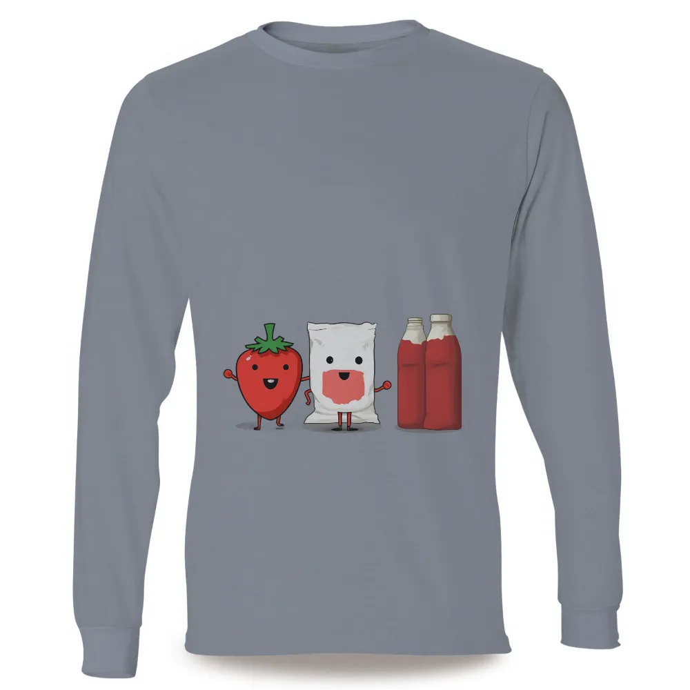 Custom T-Shirt Printing: Strawberry, Flour, and Ketchup Friends|happy rainbow t shirt