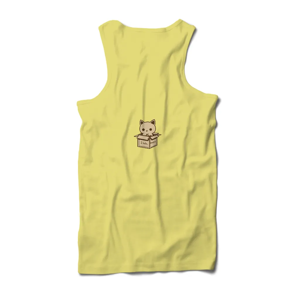 TShirt Design: Cute Cat in Box with 'I Hate People'|its vibrating cat shirt