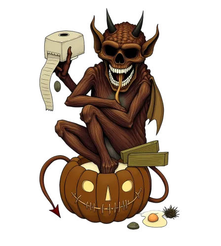 Custom T-Shirt Printing: Spooky Demon on Carved Pumpkin for Halloween