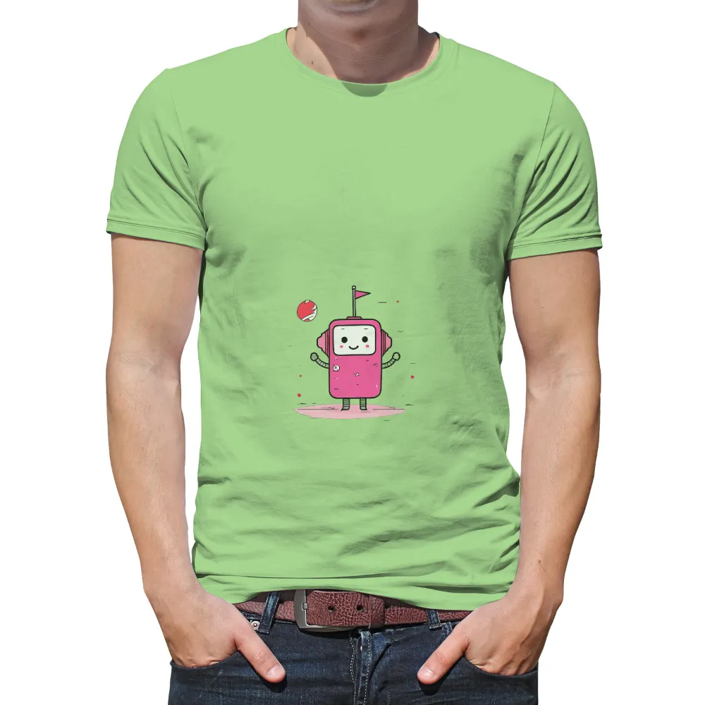 TShirt Printing: Pink Robot Space Adventure - Cyberpunk Design|roblox t shirt pink aesthetic